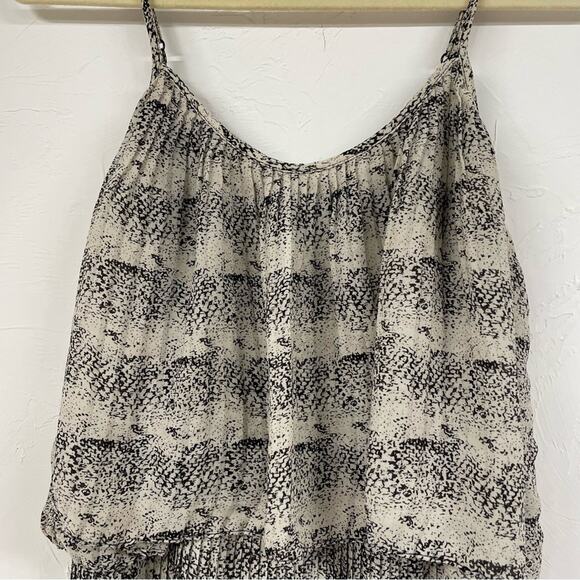 Parker Grey Pleated Tiered Mini Dress XS Spaghetti Straps Snake Print Womens Y2K - Picture 2 of 10